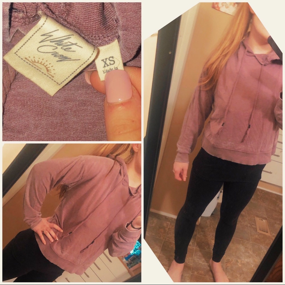 (White Crow)  Lavender Crop Wrap Hoodie
